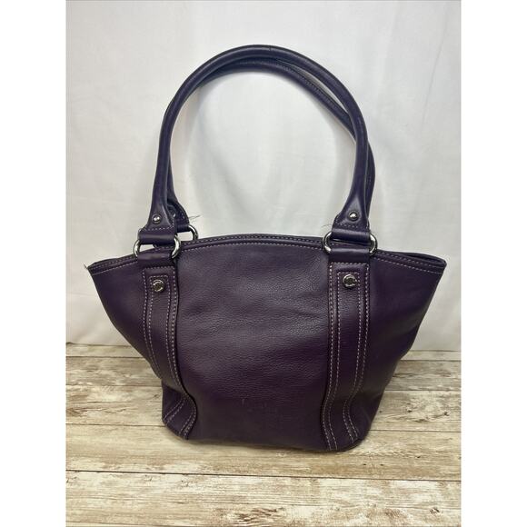 Tignanello Purple Leather Purse Handbag Shoulder Bag - Picture 2 of 16